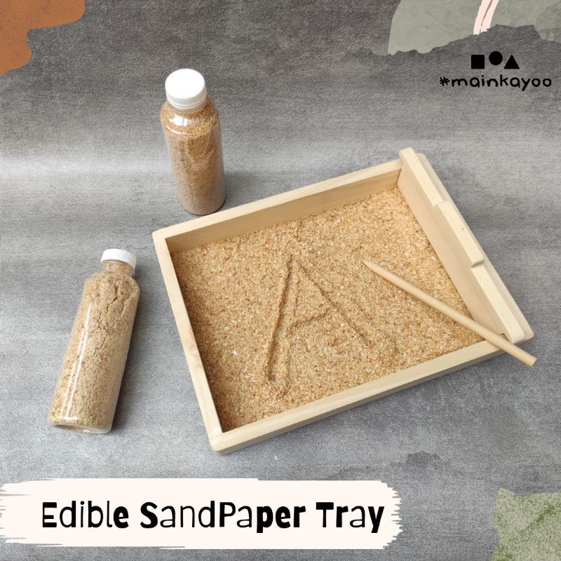 Sandpaper Tray - Menggambar &amp; menulis dengan media Pasir - Mainan Edukasi Montessori