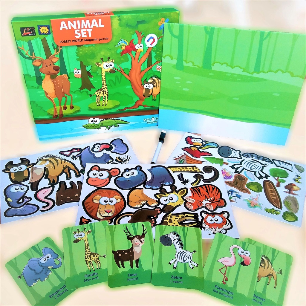 Jual MAINAN PUZZLE MAGNET BINATANG EDUKASI ANIMAL KARTU PAPAN GAMBAR 60