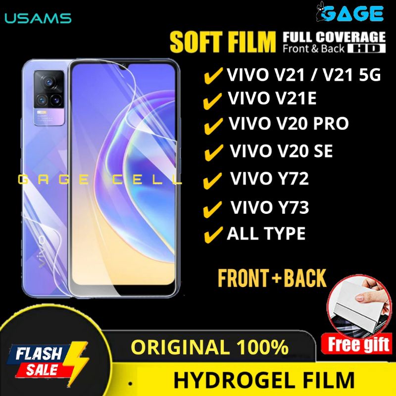 USAMS - HYDROGEL HYBRID FILM ANTI GORES FULL COVER VIVO V21 V21e V20 V20e PRO Y72 Y73 FULL PROTECTOR