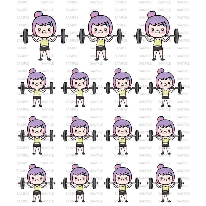 

Stickers Purple Hair Workout BUJO Bullet Journaling glossy