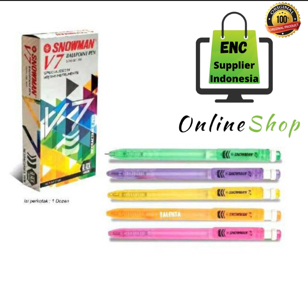 

snowman 6 buah pen snowman V7 bolpen pulpen cetrek 0.7mm per 6 pcs - enc.sup