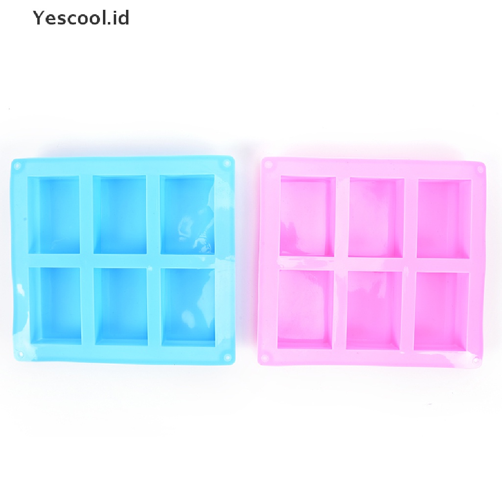 【Yescool】 6-Cavity Silicone Rectangle Soap Cake ice Mold Mould Tray For Homemade Craft DIY .