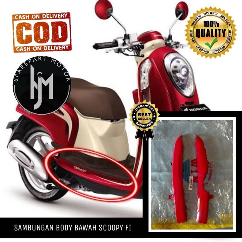 Dek bawah cover bawah body sambungan bawah scoopy Fi 2013 2014 2015 2016 Merah
