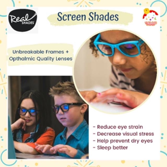 Real Kids Screen Shades Bluelight Protection Glasses Kacamata Anti Radiasi Anak - 4 colours