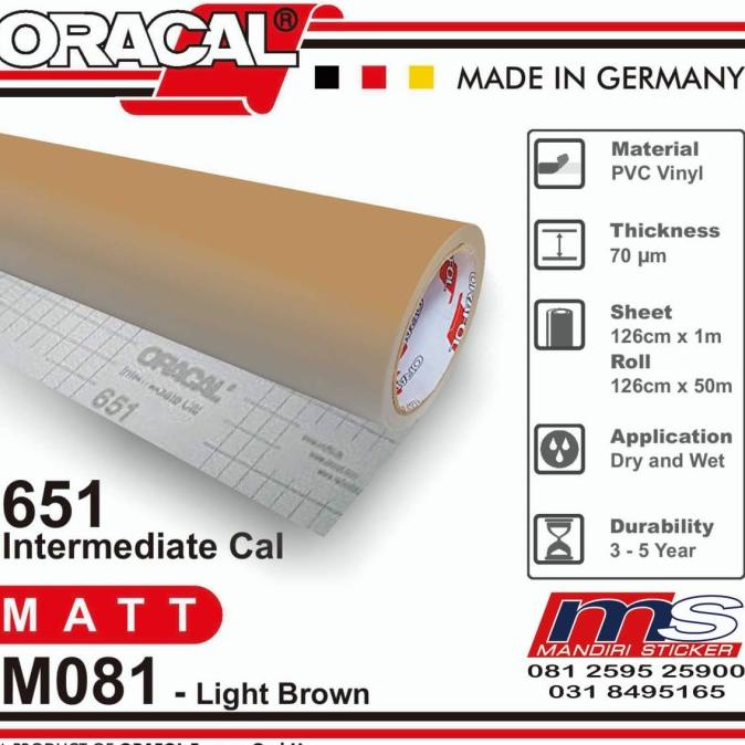 =====] Sticker ORACAL 651 - M081 Light Brown Matt Cutting Stiker [METERAN]