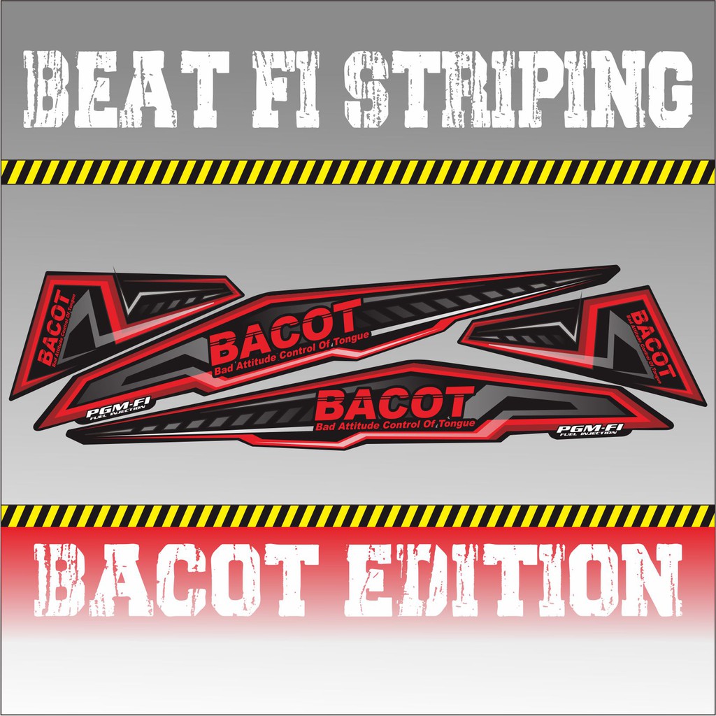 STRIPING VARIASI BEAT FI BACOT EDITION BACOT - STICKER BACOT- STRIPING VARIASI BEAT FI MERAH