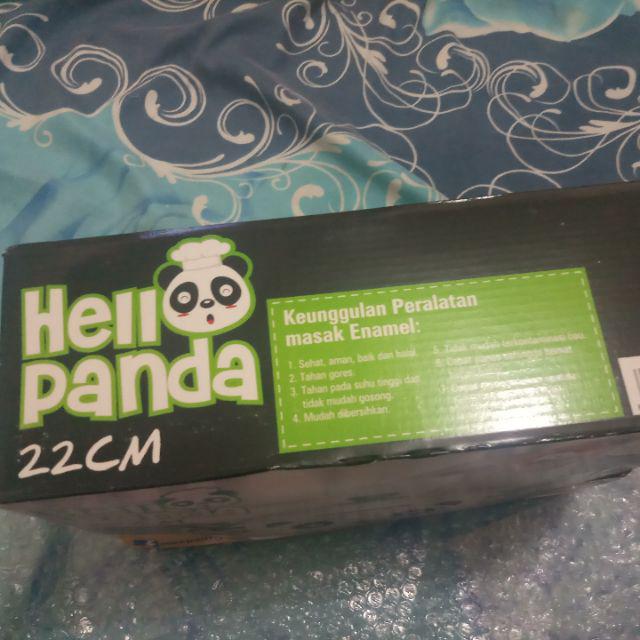 Panci Porcelain Enamel On Steel Tutup Kaca 22cm Hello Panda - Maspion