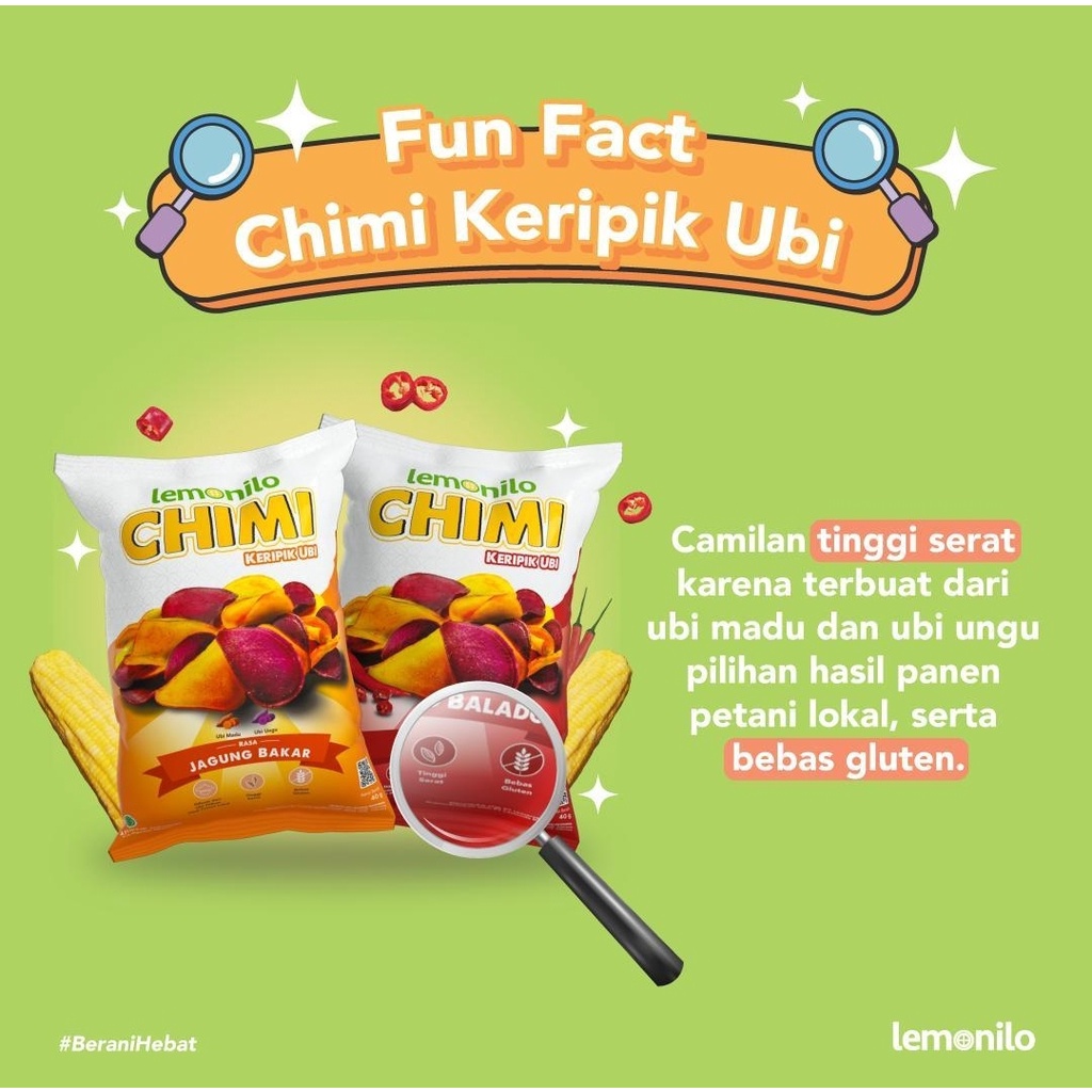 LEMONILO Chimi Keripik Ubi - Jagung Bakar Balado - Snack Cemilan Diet Sehat No MSG