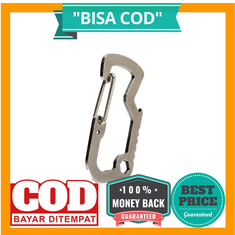 Versatile EDC Carabiner Stainless Steel with Bottle Opener - Silver