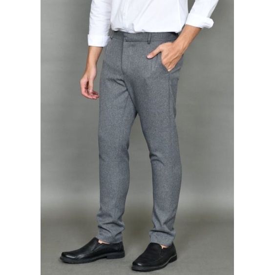 celana panjang formal/kantor pria bahan-wool slim fit