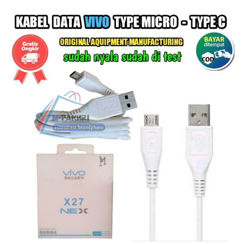 kabel data Vivo / kabel CAS charger HP Vivo 2 A tipe micro dan tipe C