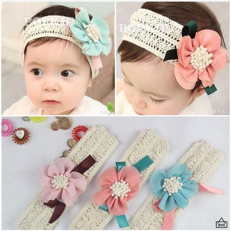 COD❤️Bandana Bayi Bando Pita Anak Motif Manis Headband Anak Bunga Mutiara Cantik Perempuan