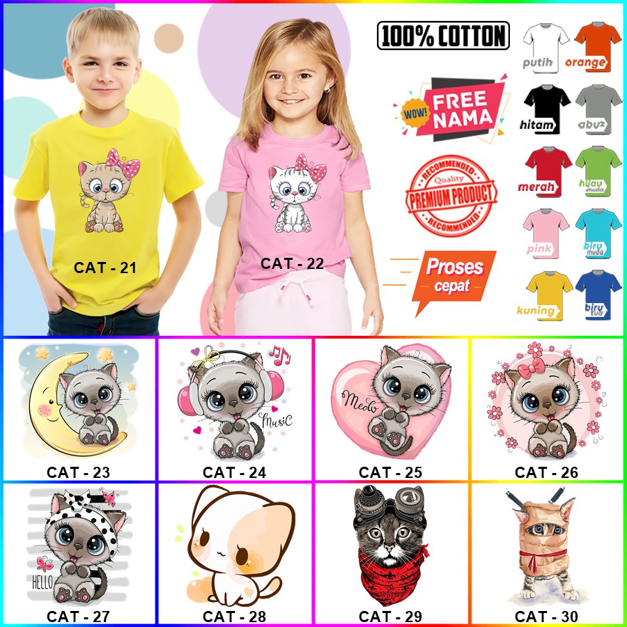 Baju Kaos ANAK DAN DEWASA CAT COUPLE (FREE NAMA)