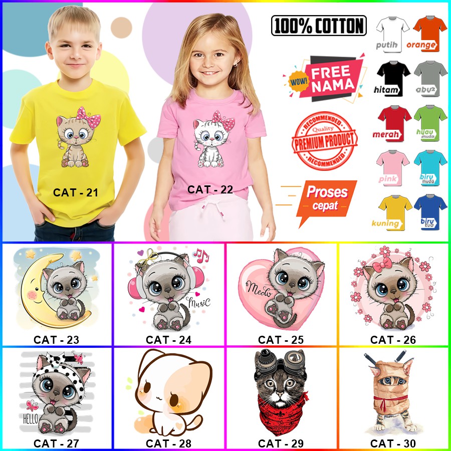 Baju Kaos ANAK DAN DEWASA CAT COUPLE (FREE NAMA)