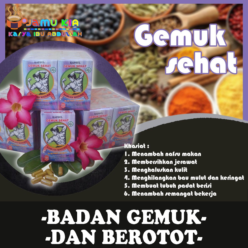 KAPSUL GEMUK SEHAT, HERBAL PENGGEMUK BADAN, JAMU GEMUK SEHAT, HERBAL PENAMBAH BERAT BADAN