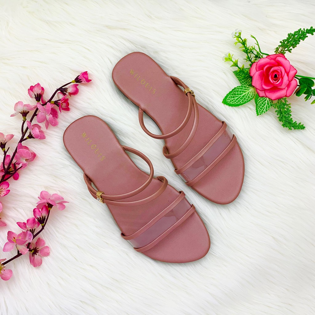 Sendal Wanita Terbaru Tali Slip Sandal Slop Kekinian Bahan Empuk Brand WILOUIS WL889-2