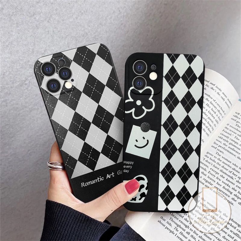 Xiaomi Redmi9 10 9T A1 12C 10C 9A Note10 9 8 Redmi 9C NFC Note12 9 11 11s 10S 10Pro Poco X5 F4 M4 M3 X3 12 Lite Motif Belah Ketupat Casing Ponsel Cube Couple Soft Phone Case