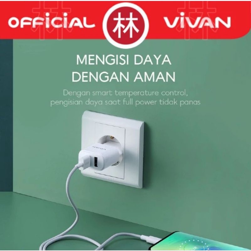 Vivan VP01 Dual Output USB Quick Charging 3.1A &amp; Data Cable Micro USB