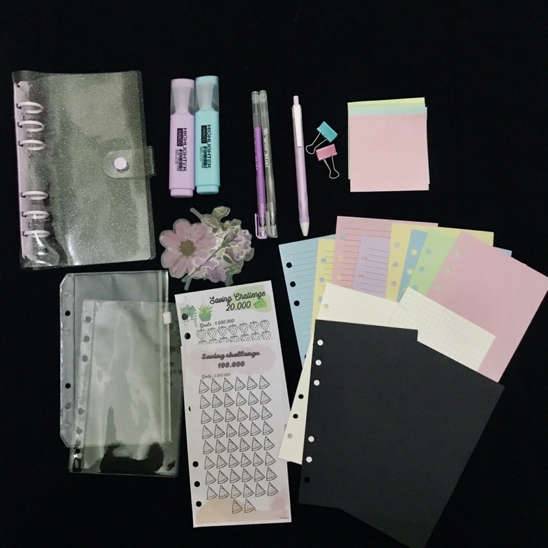 

BUNDLING MURAH A6 Binder Glitter PVC Jelly Cover Case/Binder A6 Sidoarjo/Binder Glitter/ Binder Keuangan