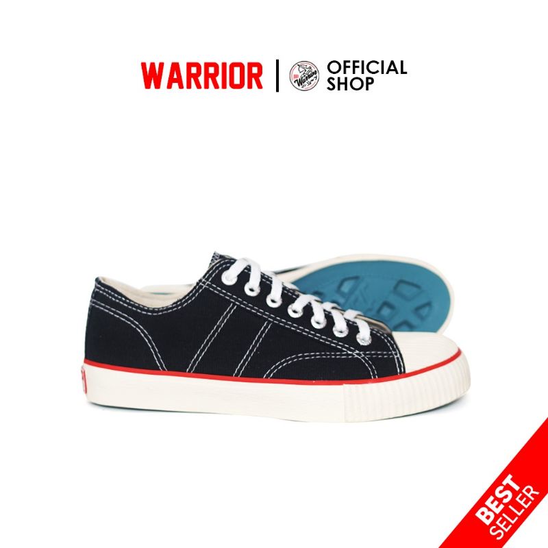 Warrior Classic Hitam Putih HC LC  - Sepatu Sekolah Warrior Tinggi / Sepatu Sekolah Warrior Pendek