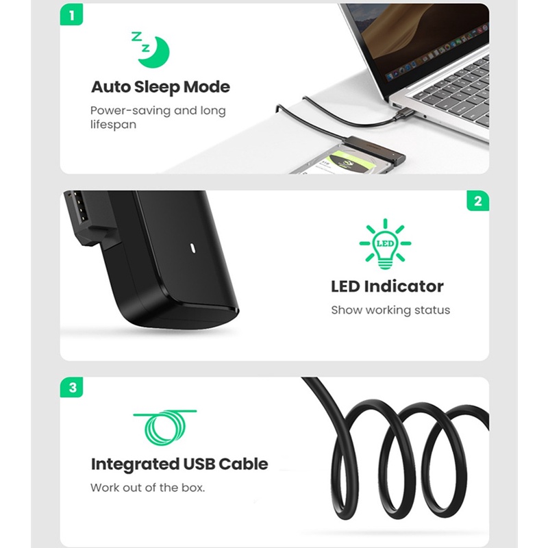 Ugreen Kabel Adapter Converter USB 3.0 Ke SATA 5Gbps Untuk Hard Disk HDD SSD Eksternal 2.5 &quot;