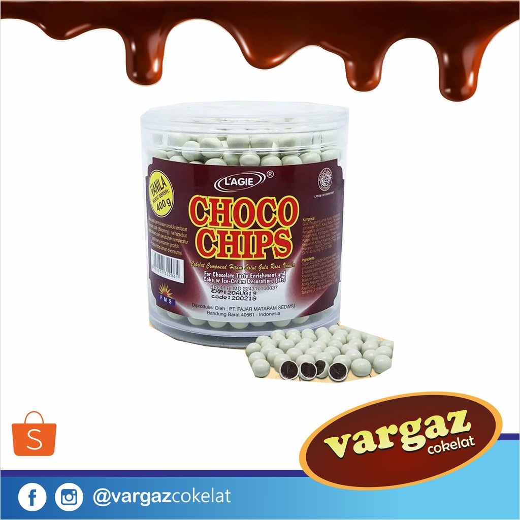 

LAGIE Choco Chips Vanila Coklat Bulat Mini Kemasan Toples 400gr