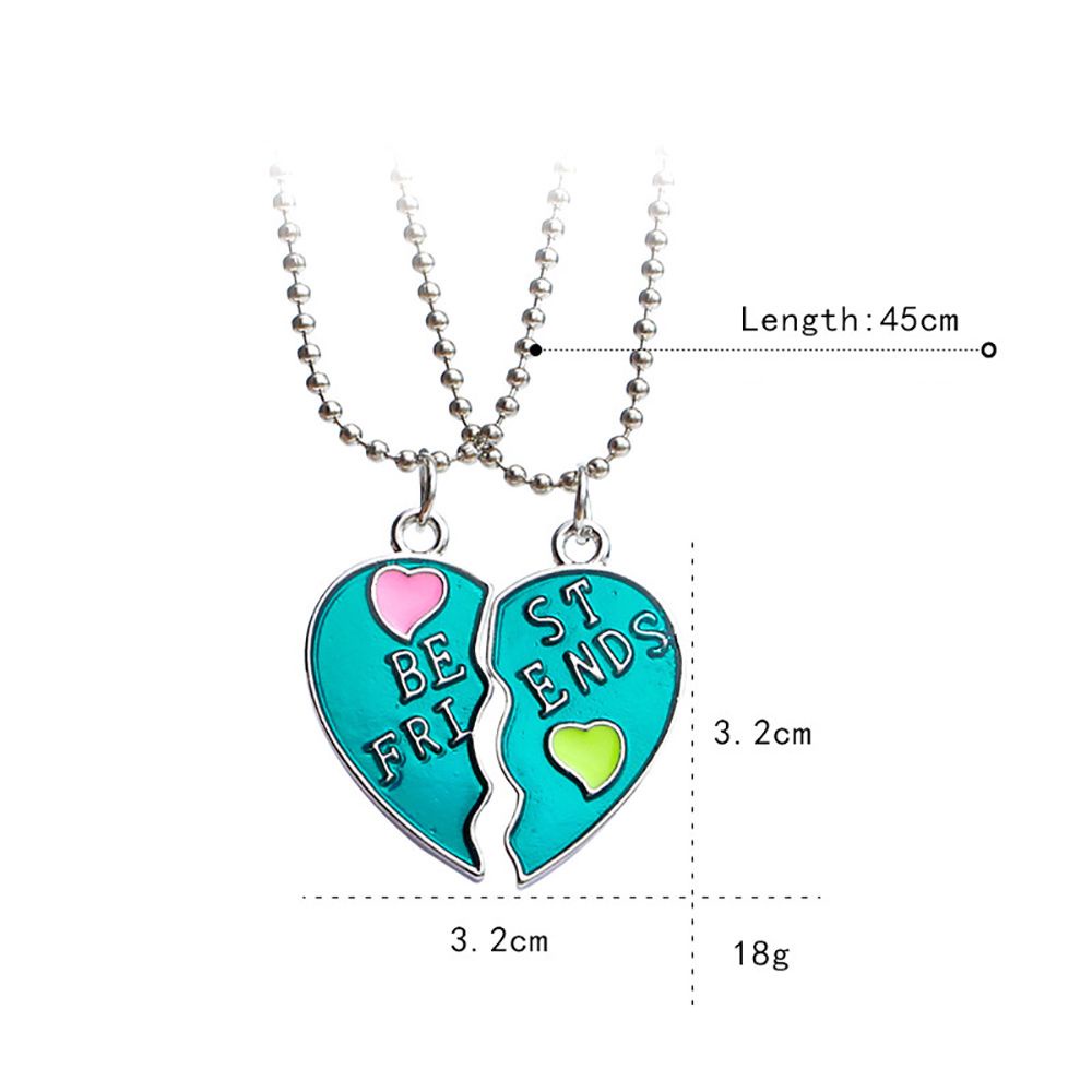 MXBEAUTY 2PCS/SET Best Friends Necklace Personality Heart Broken Couple necklace Trendy Cute Cool style Women and men Sequin Stitching Jewelry accessories