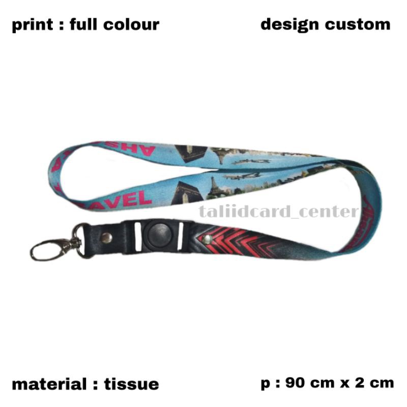 

Tali / Tali lanyard Custom/ Tali id card murah / printing 2 sisi/ 2 cm / stopper + kait / bestseller