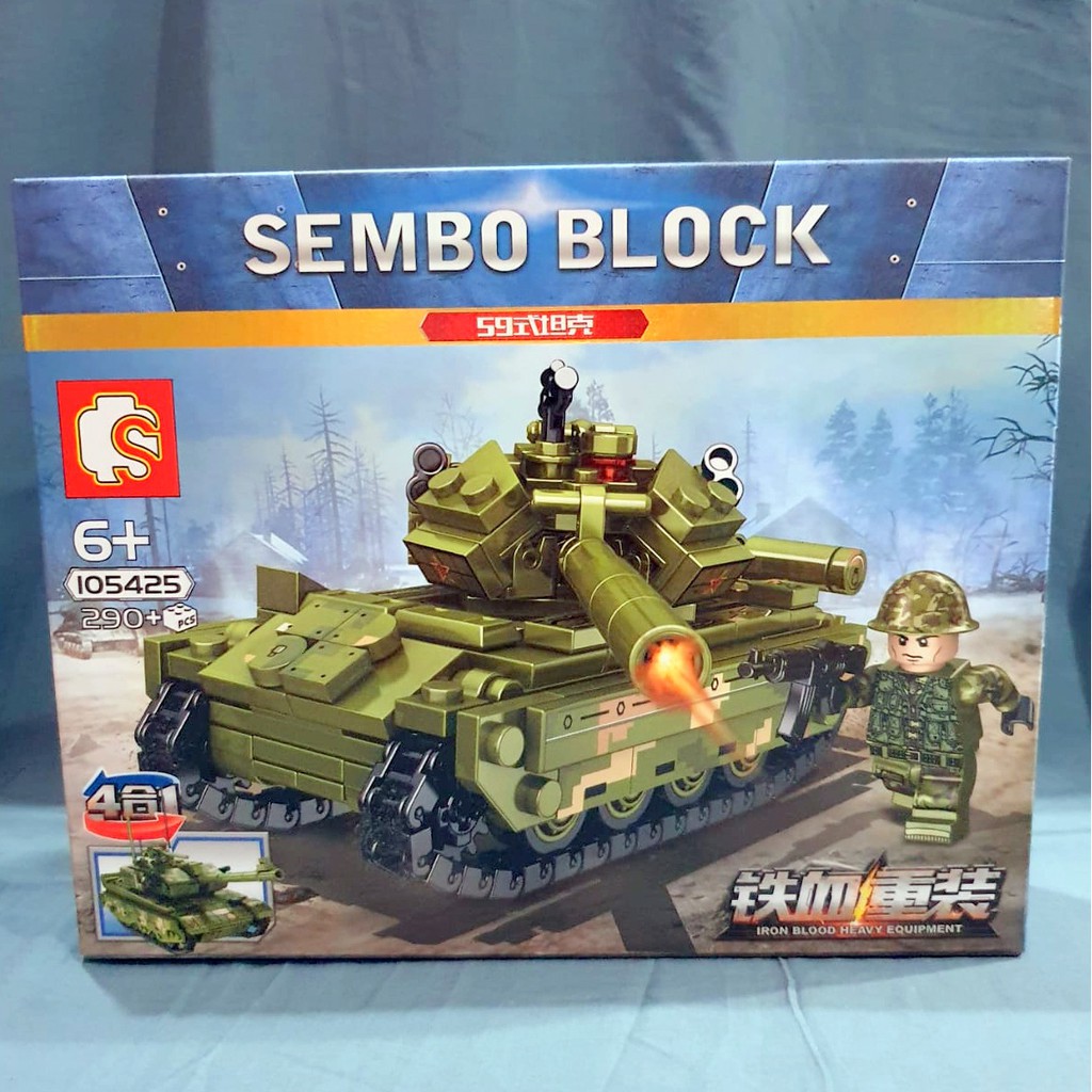 Sembo block 105425 army tank bisa digabung 4in1 tentara mainan perang