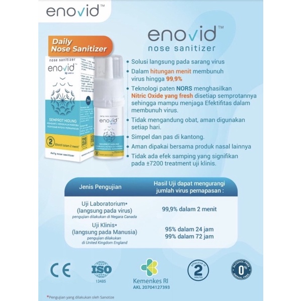 Enovid nose sanitizer spray ( pembersih kuman hidung )