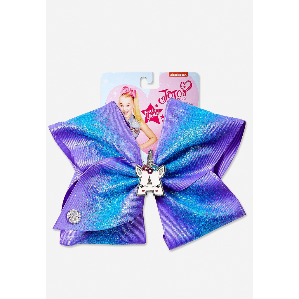 Justice Girls Unicorn Initial Jojo Siwa Hair Bow - Aksesoris Rambut Anak Perempuan - Initial R