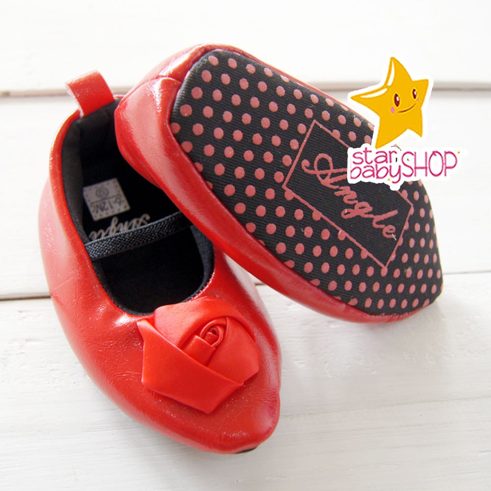 SEPATU BAYI SEPATU ANAK PREWALKER BAYI 3D ROSE MERAH CEWEK