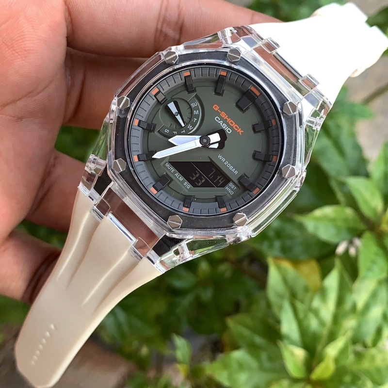 Jam tangan custom strap dan bezel casio g-shock ga2100 original army