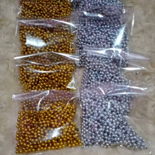 Mutiara gold/silver 3mm(per bungkus)