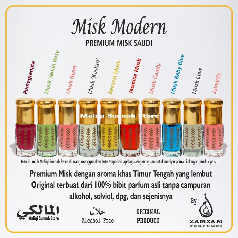 Misk Original 3ml | Misk Pengantin | Musk Jameela | Pomegranate | Raudhah made in Saudi Arabia