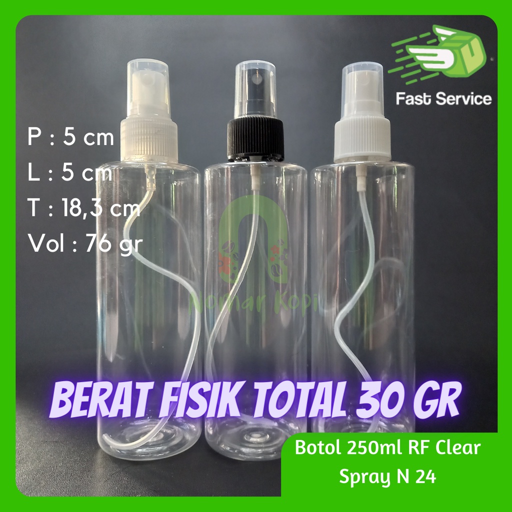 BOTOL 250ML CANTIK CLEAR SPRAY NECK 24 PET TEBAL PARFUME SANITIZER KOSMETIK