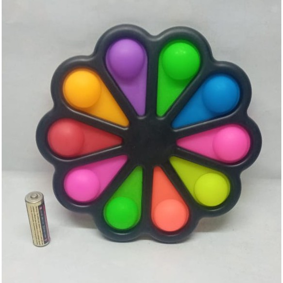 Mainan POP IT Simple Dimple Fidget 6 10 Bubble Stress Relief-10 Bubble BungaHitam