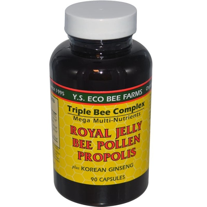 Y.S. Eco Bee Farms Royal Jelly Bee Pollen Propolis Korean Ginseng (90