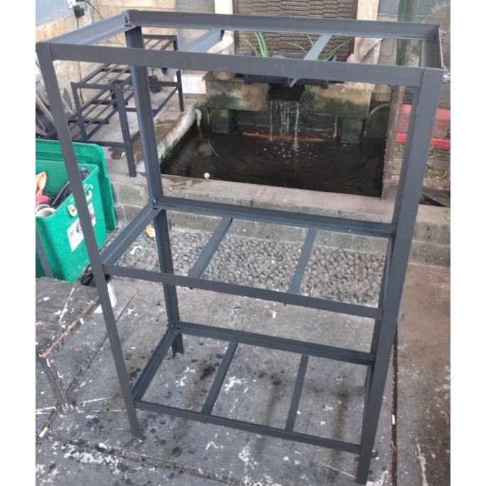 rak 3 susun  aquarium P.63 x L.32 besi siku  bongkar pasang