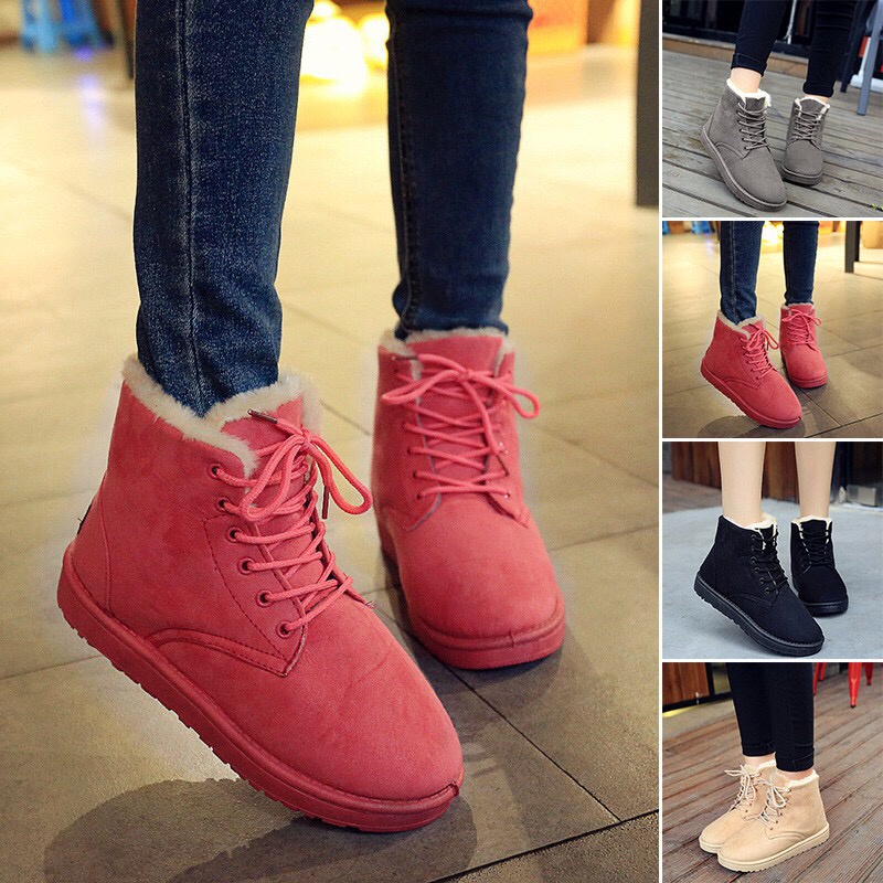 Sepatu boot suede bulu musim dingin wanita  Winter ankle boots sneaker