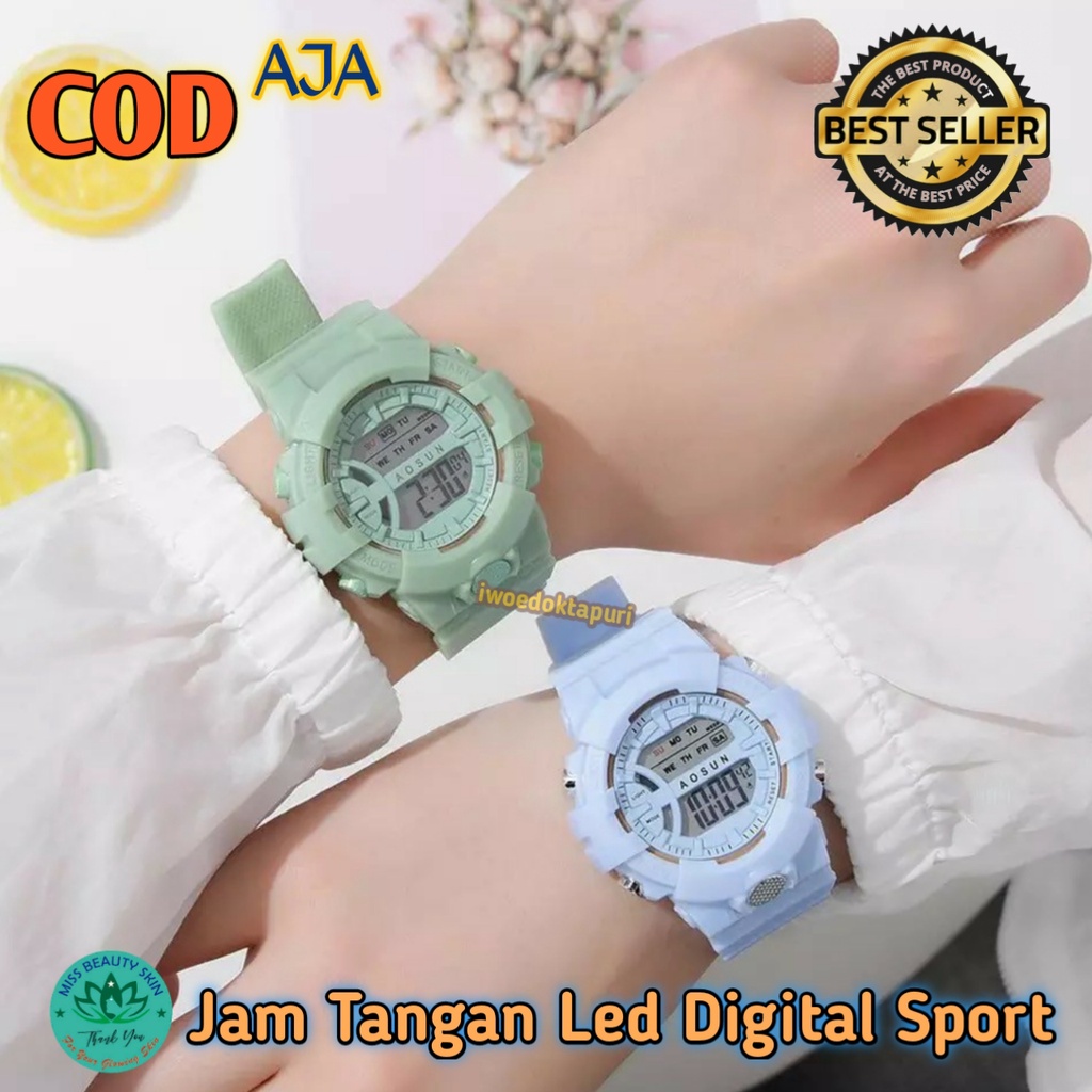 Jam Tangan Led Wanita Cewek Pria Cowok Digital Rubber  Bulat Polos cocok Untuk Anak laki perempuan Remaja dan Dewasa Import Terbaru Terlaris Terkini