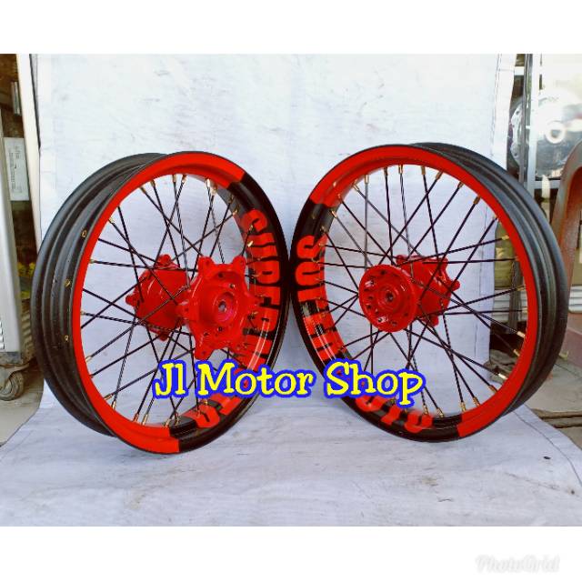 Paket Velg Custom Super Moto Supermoto Honda CRF 150 L - CRF150 L Bebas Request Tulisan Dan Warna