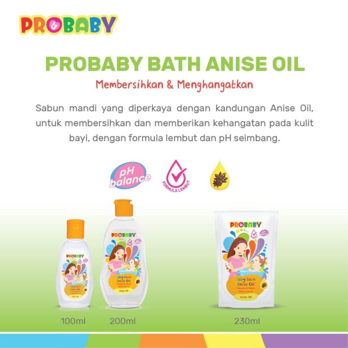 PROBABY Bath Anise Oil Promo Buy 1 Get 1 Free 200+100ml Exp 08 2023 Sabun Bayi Minyak Telon