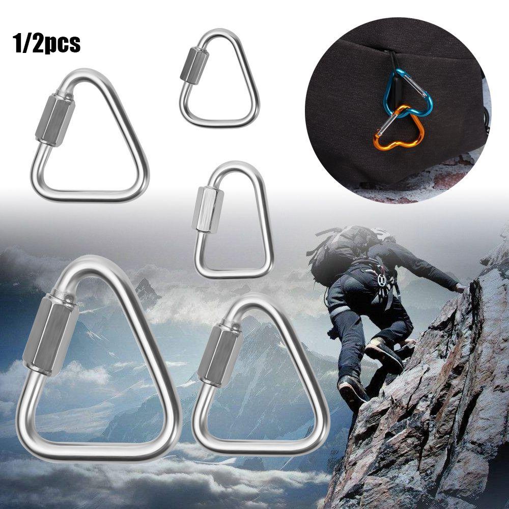 Nanas 1/2pcs Carabiner Segitiga 5ukuran Outdoor Camping Hiking Climbing Peralatan Ketel Gesper Rantai