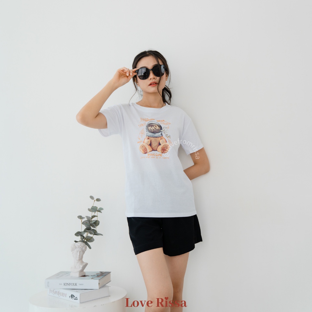 Kaos Tshirt Teddy NASA Premium Quality Korean Streetwear Baju Lengan Pendek Love Rissa