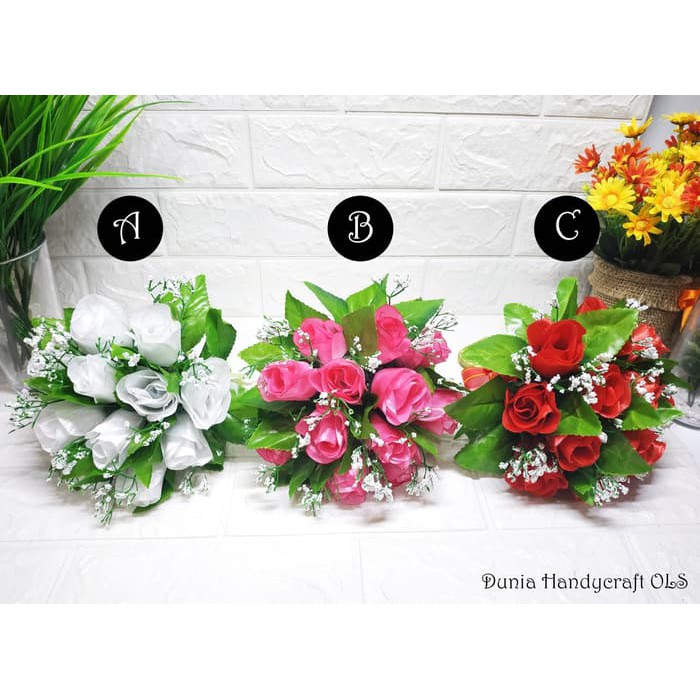 Buket Bunga Wedding Brides Maid Flower Girl Murah Cantik Elegan