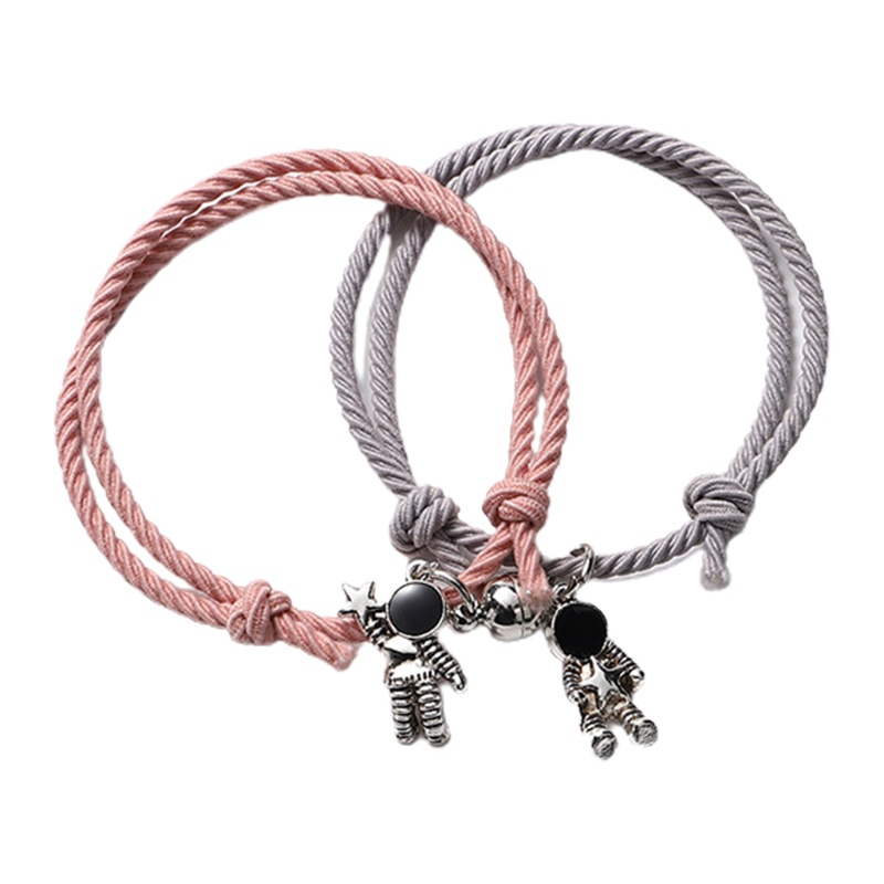 Siy Gelang Tali Kepang Elastis Dengan Charm Astronot Magnetik Untuk Pasangan / Sahabat