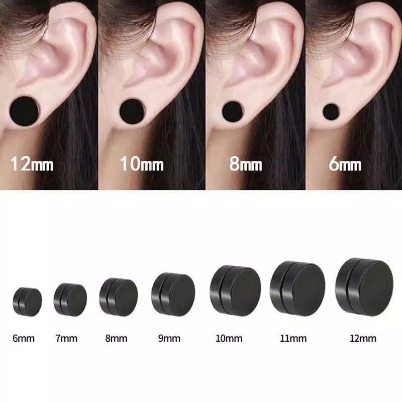 Satu Pasang Anting Magnet Hitam Anting Black Magnectic Pria dan Wanita