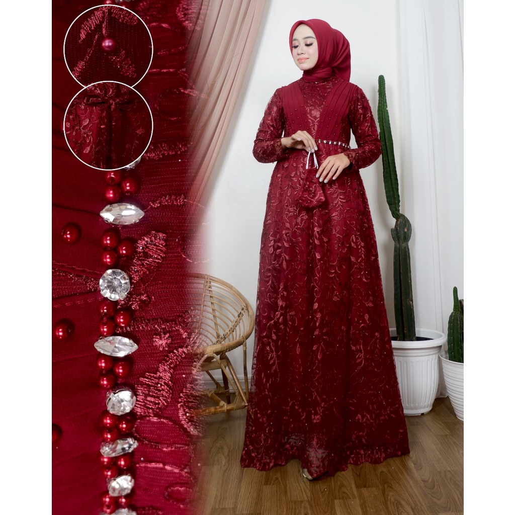 Kadai.baju / Gamis syaqila payet / Gamis brukat jumbo / Maxi Dress Size M L XL XXL