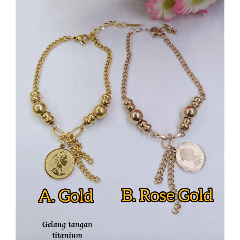 TNM-RSDR31. Gelang tangan titanium wanita model rantai Elizabeth